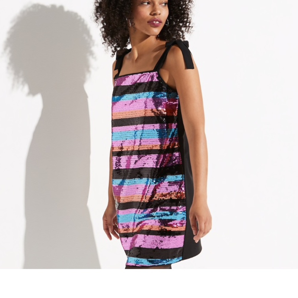 K/lab striped sequin mini dress